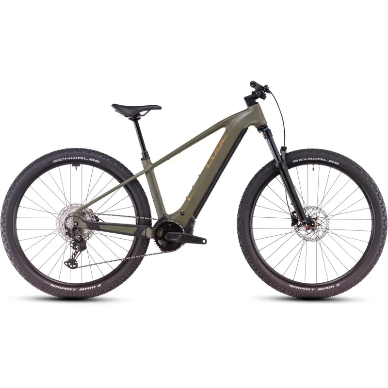 Cube Reaction Hybrid Pro 600 eMountain Bike in Dusty Olive/Gold