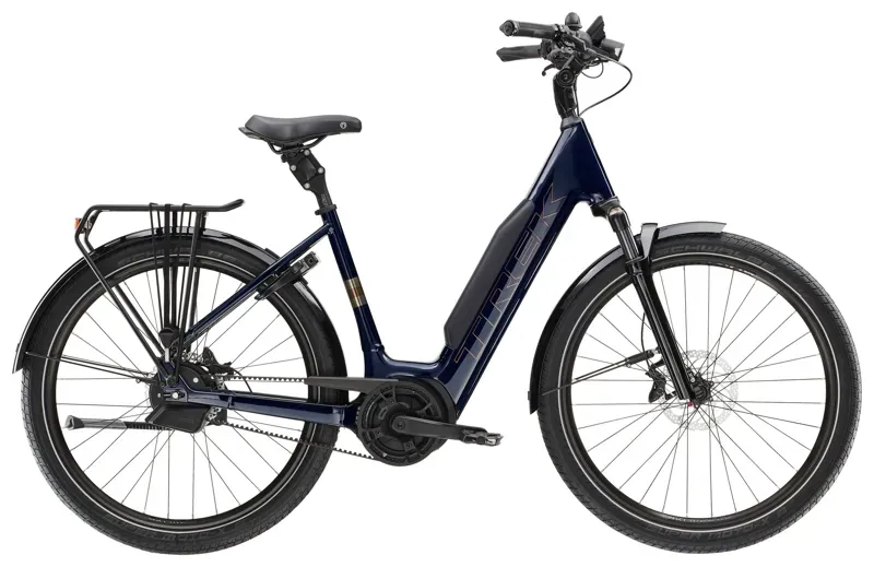 Trek District+ 5 Lowstep 800w Electric City Bike in Deep Dark Blue