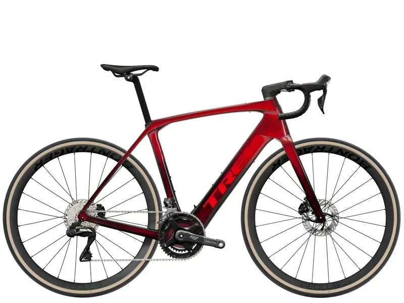 Trek Domane+ SLR 7 E-Road Bike In Metallic Red Smoke/Red Carbon Smoke