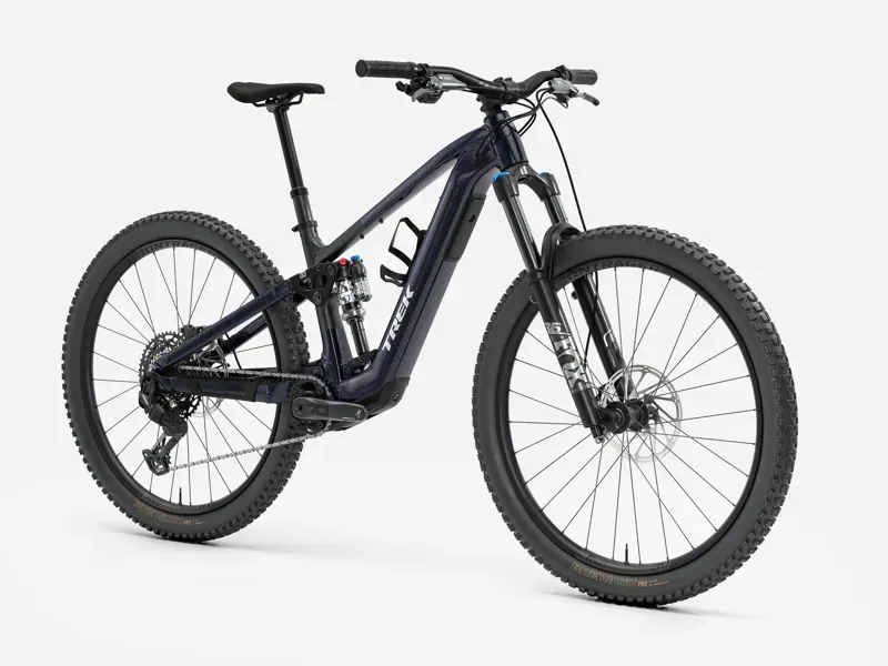 Trek Fuel+ EX 8 Gen 2 E-Mountain Bike in Trek Black/Purple Flip Splatter-1