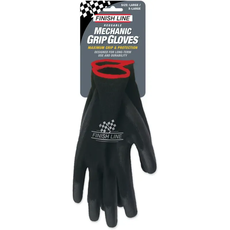 Finish Line Mechanic Grip L/XL Gloves in Black