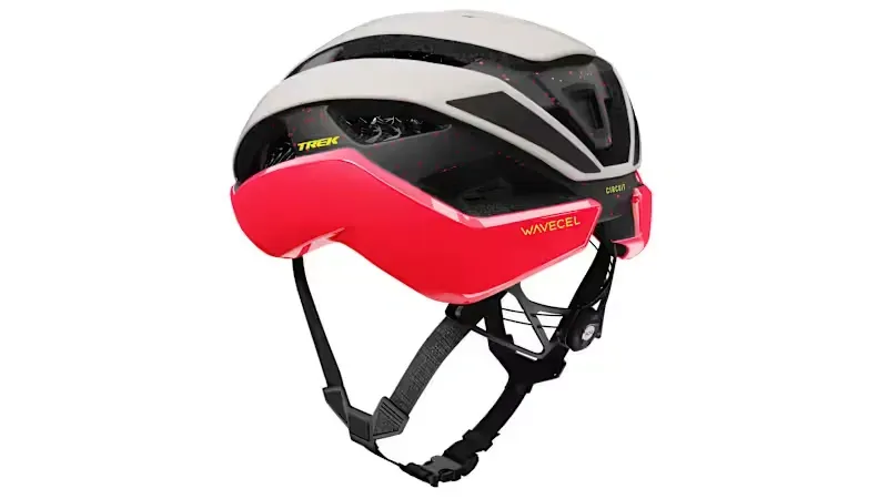Trek Circuit WaveCel Helmet in Era White/Radioactive Coral-4